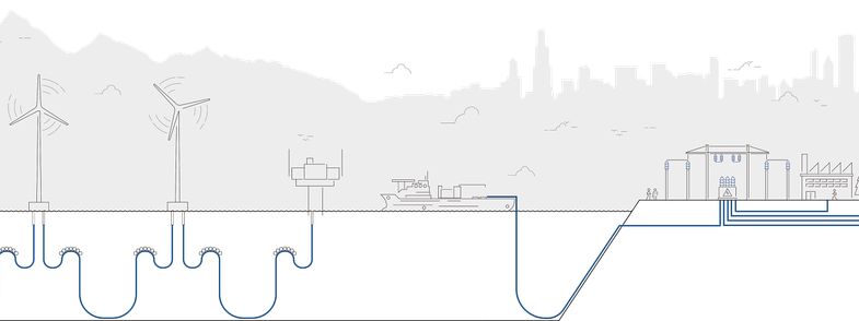 Image of 2D Illustration Floating Offshore Wind