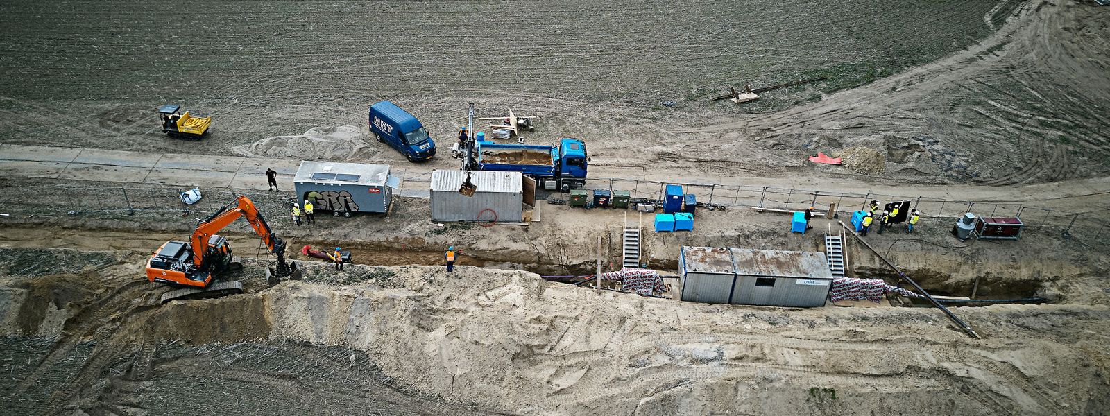 Aerial photo of cable installation site
