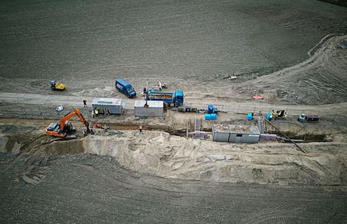 Aerial photo of cable installation site